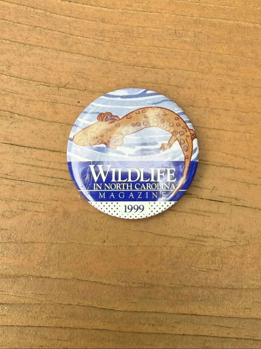 Vintage 1999 North Carolina Wildlife Magazine Pin Button Salamander